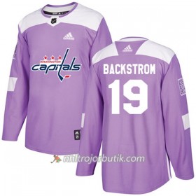Män Ishockey Washington Capitals Tröja Nicklas Backstrom 19 Adidas 2017-2018 Lila Fights Cancer Practice Authentic